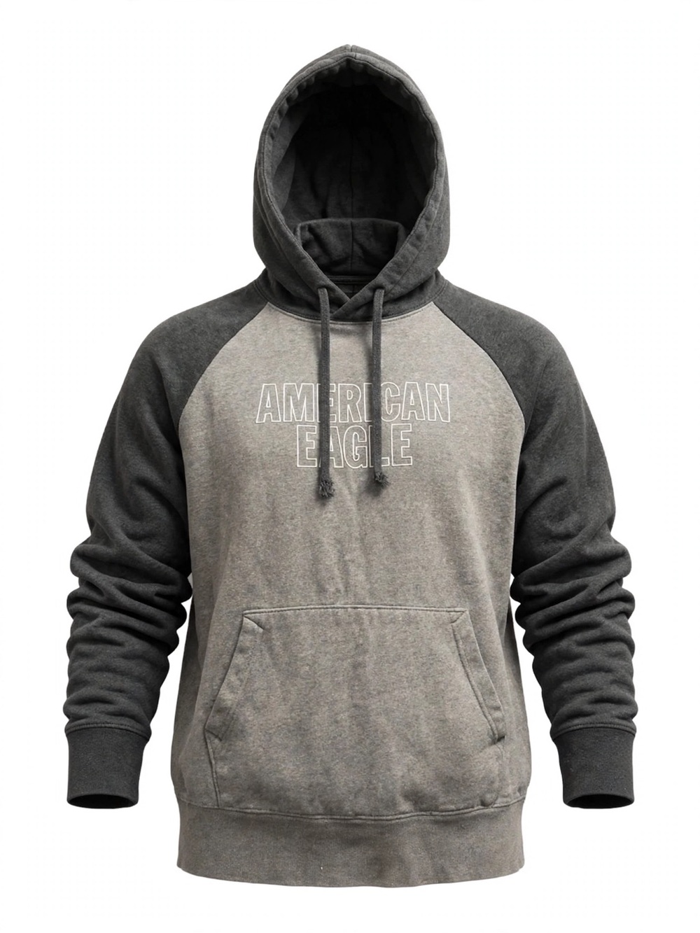 American Eagle Outfitters Men's Two-Tone Gray Hooded Sweatshirt